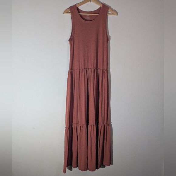 Aerie Stretch Jersey Knit Tiered Boho Maxi Sleeveless Sundress Dress Size Small - Picture 2 of 7